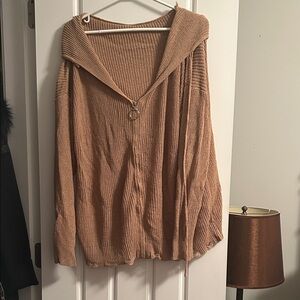 Thin Tan full zip XL Knit Sweater